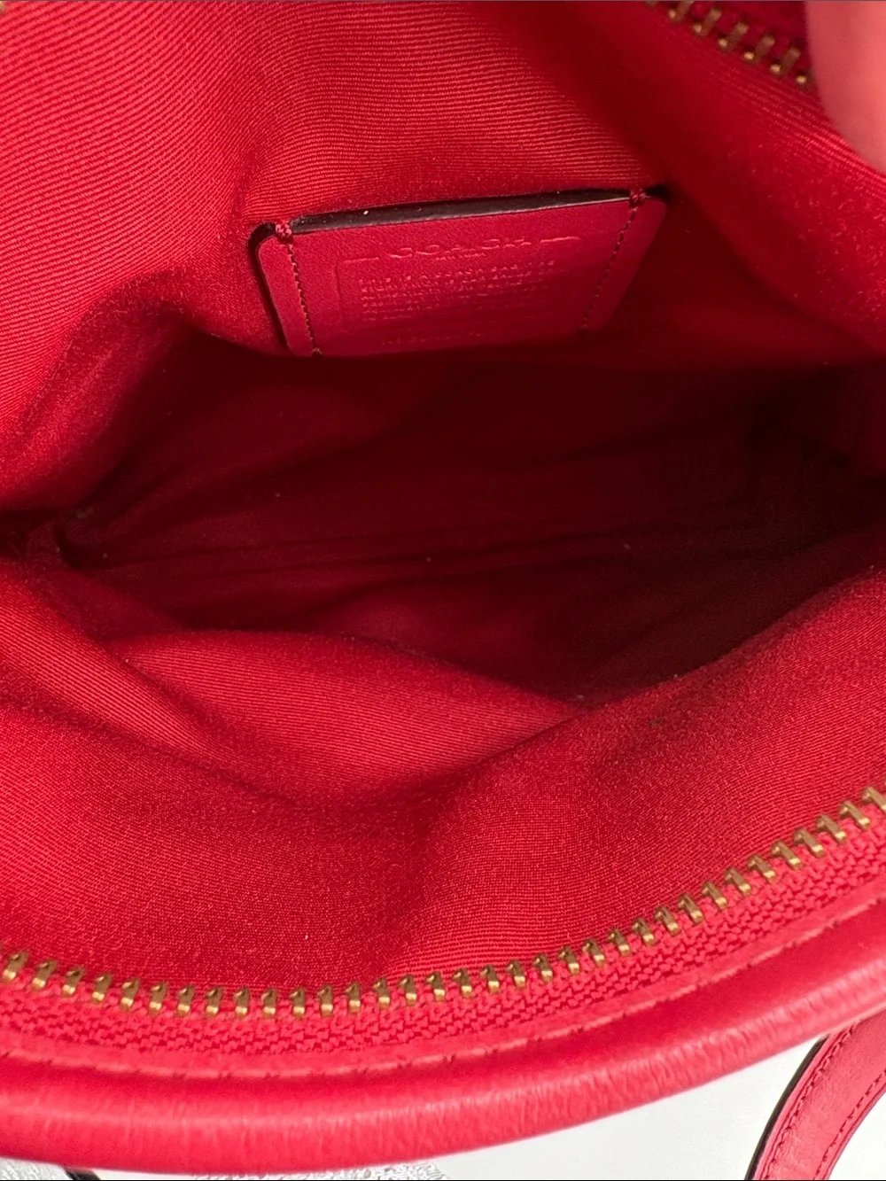 Coach Brown Signature Crossbody with Red Trim